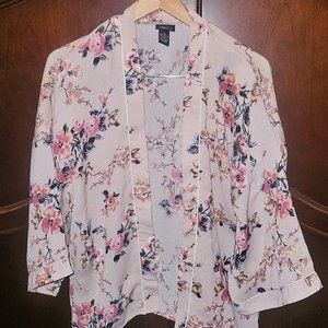 Womens Floral Pink Kimono Cardigan